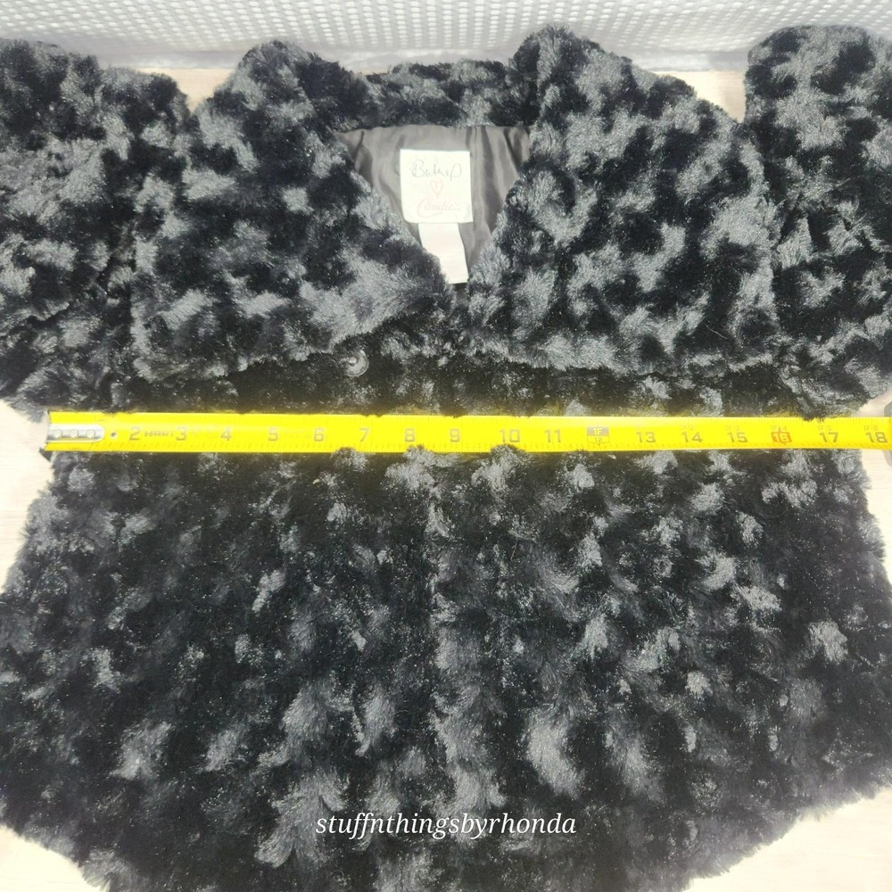BRITNEY SPEARS CANDIES Black Faux Fur Mini Coat Short Jacket Size Small - Picture 3 of 9